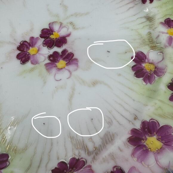 Nippon Cobalt/Gold/Green/Pink Porcelain Ceramic VTG Plate Purple Flowers Floral - Picture 7 of 7